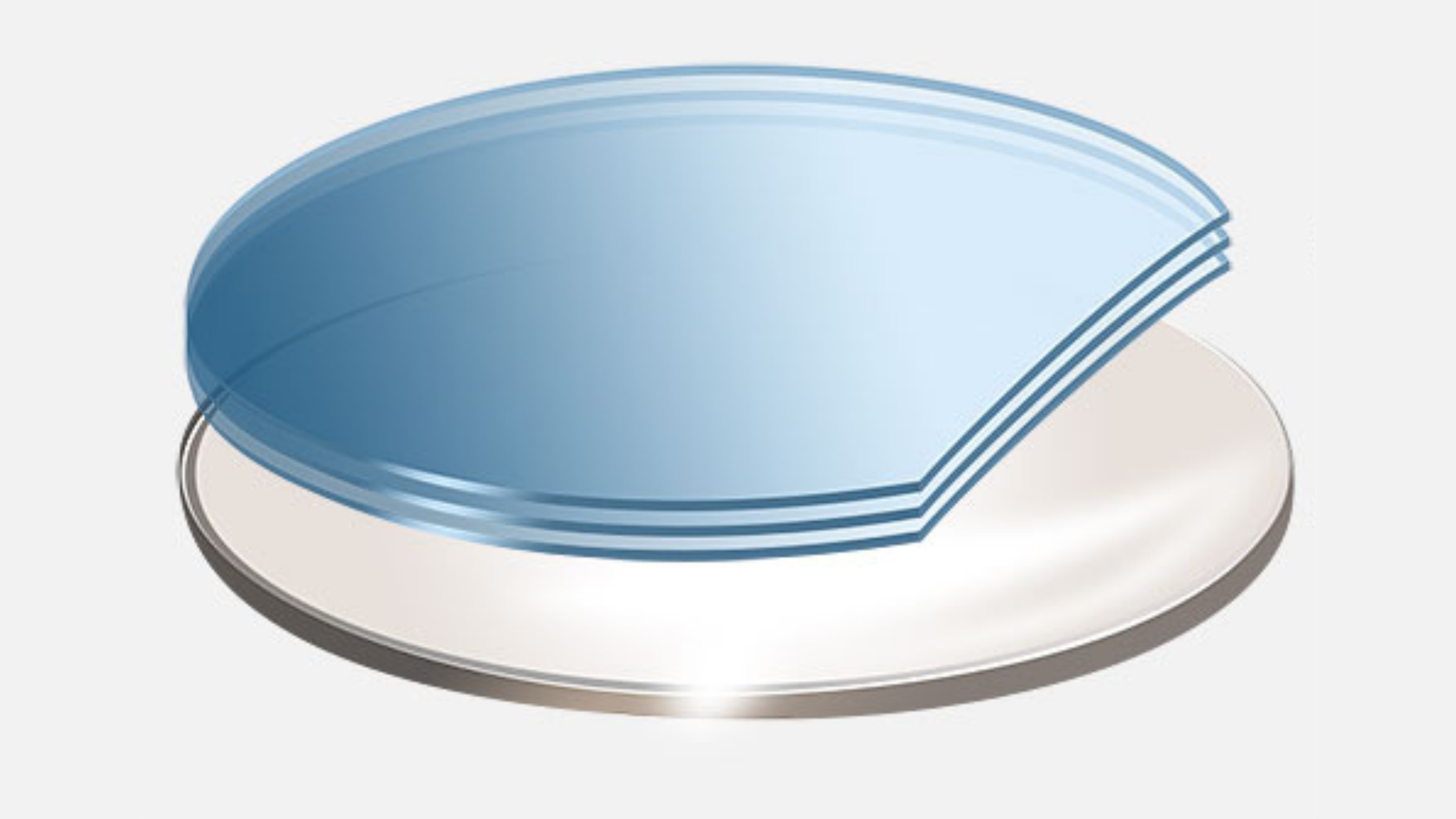 Illustration of protective coating layers lifting away from a lens